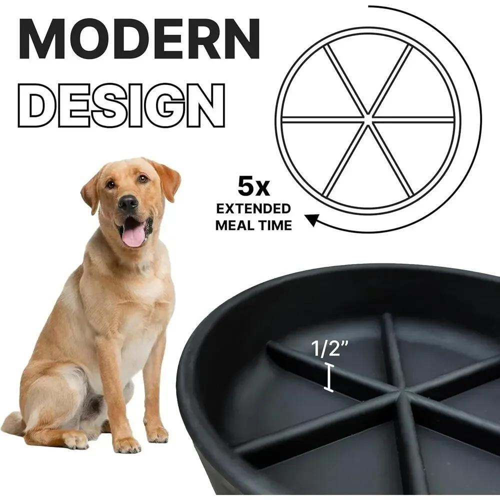 Modern Haus - Slow Feeder Pet Bowl, 32oz (4 Cups) with Removable Insert Black